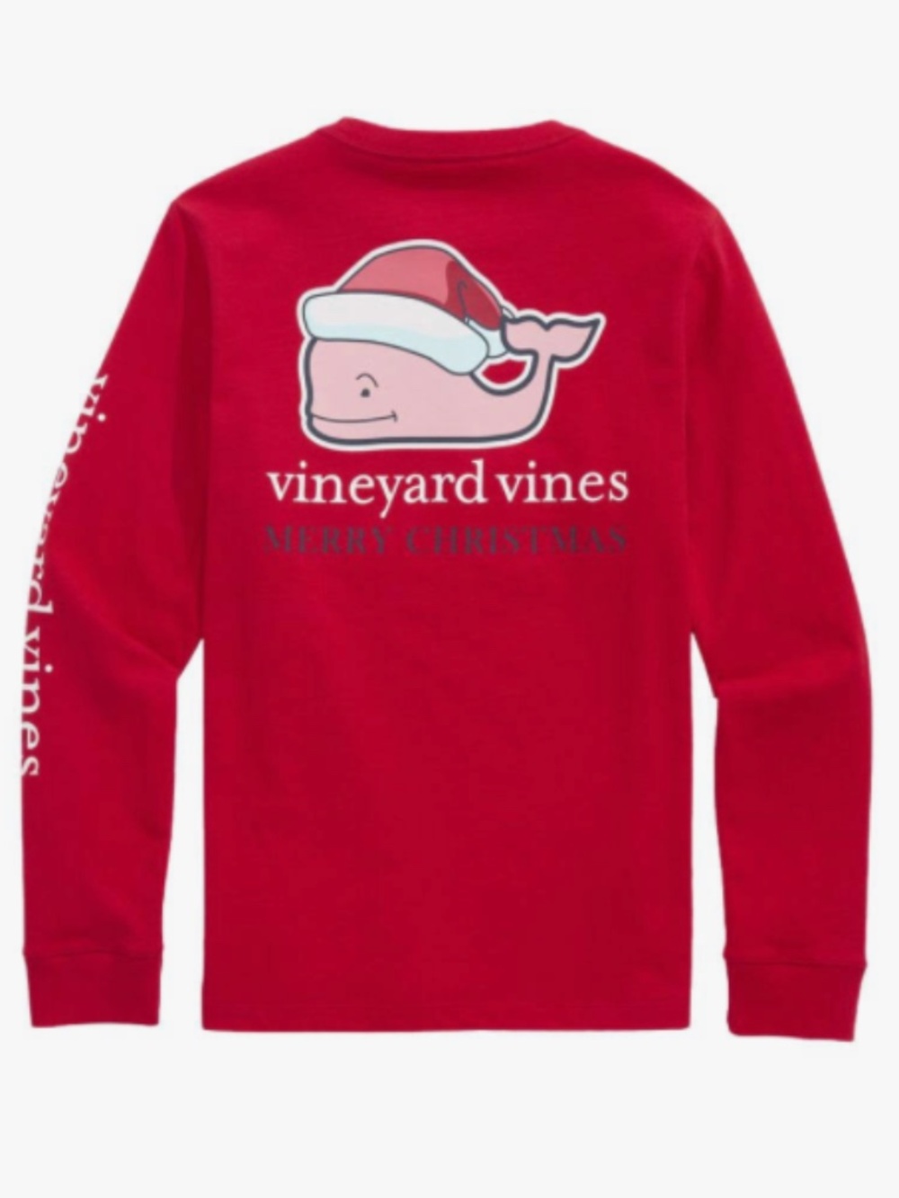NWT Vineyard Vines 2025 Red Velvet SANTA Whale Unisex Long-Sleeve Tee- Size 3T